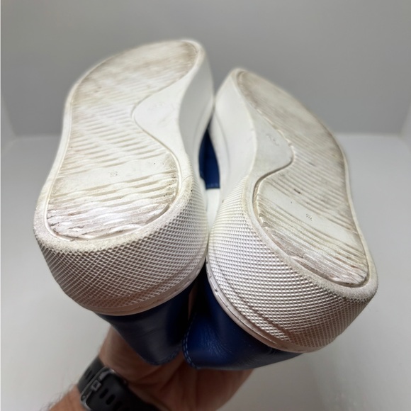 Luukaa White Blue Pebbled Leather Slip-On Sneaker Casual Artsy Sz EU 36 US 5.5-6 - Picture 9 of 11